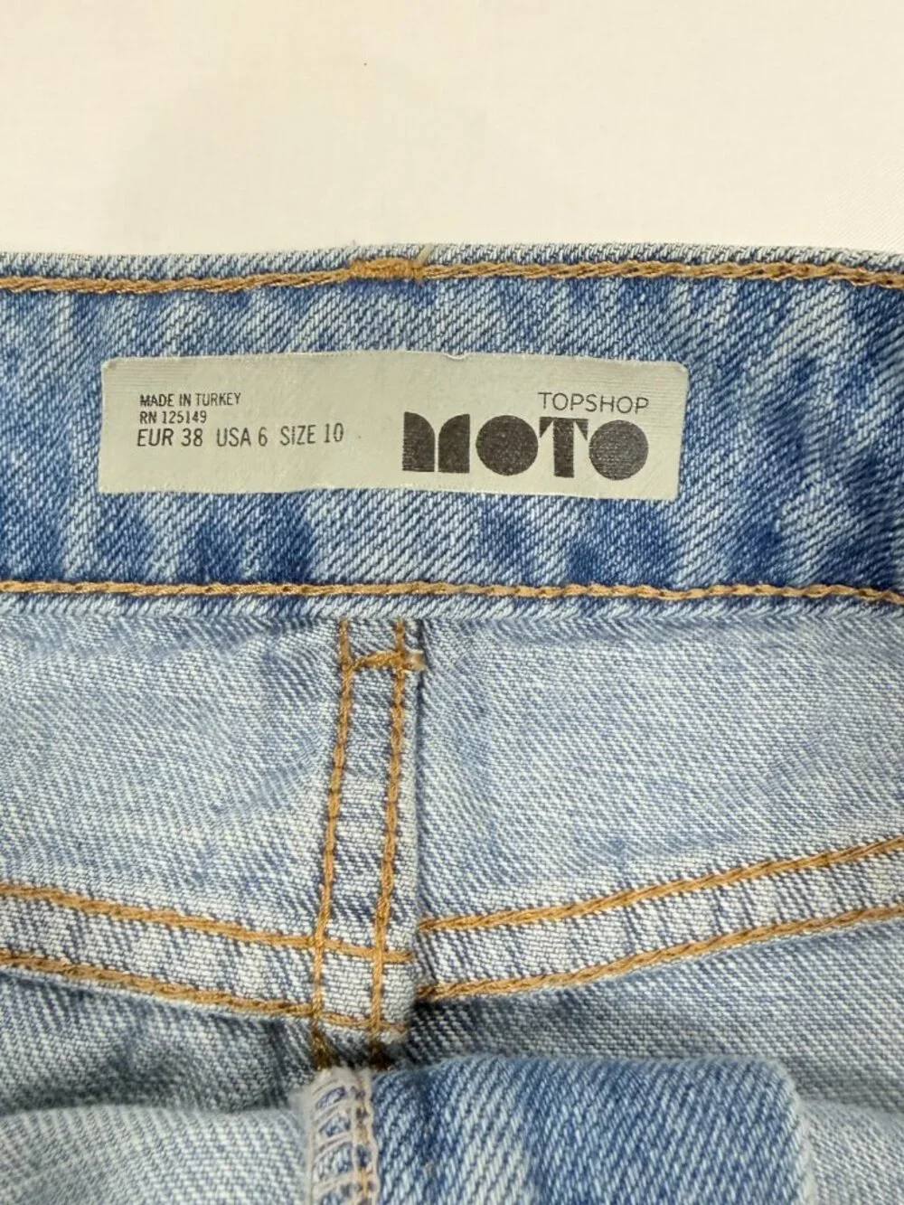 High Waist Topshop‎ Moto Light Wash Cotton Denim Midi Skirt Size 6
